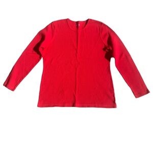 Northern Reflections Red Ribbed Long Sleeve Scoop Neck Top - Size Large